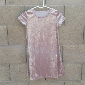 Full Tilt Pink Crushed Velvet T-Shirt Dress